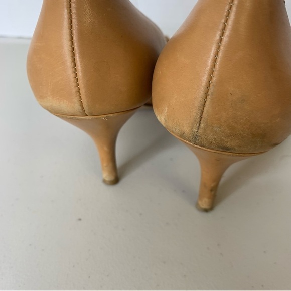 Salvatore Ferragamo Tan Brown Nude Bow Tie Front Party Pumps Heels Size 7 - Picture 7 of 16